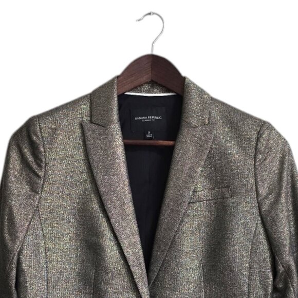 Banana Republic Classic Fit Gold Metallic Blazer Sz 2 - Picture 3 of 11